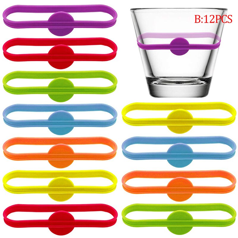 12 stk silikon vin kopp glass markører fest beger vin drikk kopp merking tag: B
