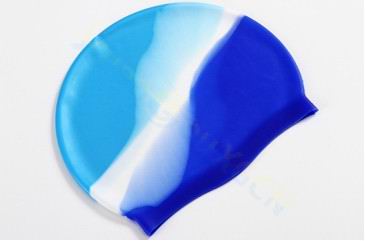 adult adolescent Silicone swimming cap swimming hat hair cap waterproof silicone swimming cap: blue white deep blue