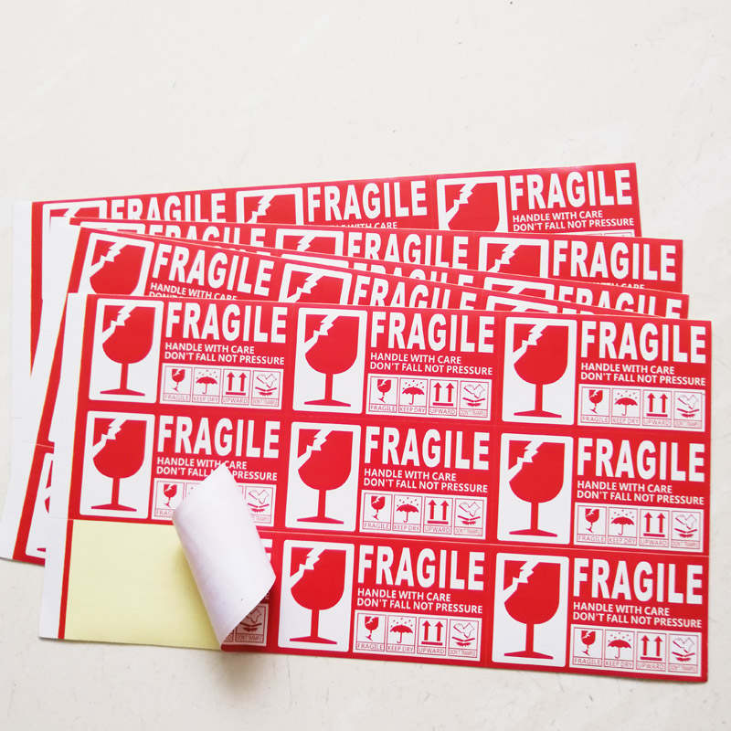 90x50mm Box Warning Label Fragile Products Sticker Handle With Care