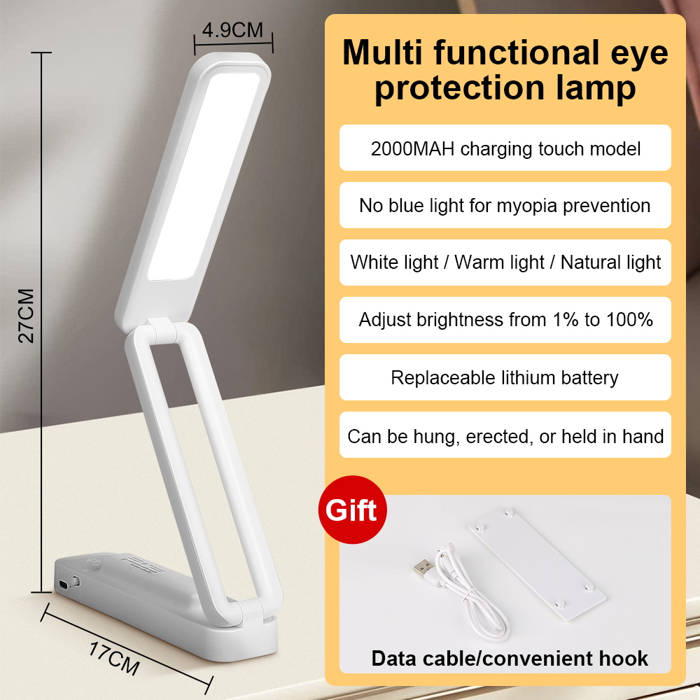 Oplaadbare tafellamp Dimbaar nachtlampje Opvouwbare LED Touch Home Slaapzaal Slaapkamer Bureauverlichting Afstandsbediening muur Led-lamp: Blauw