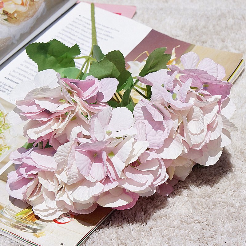 5 gaffel/bundt hortensia bryllup brude tilbehør oprydning blomster væg dekorative blomster kunstige planter vaser til hjemmet: 3