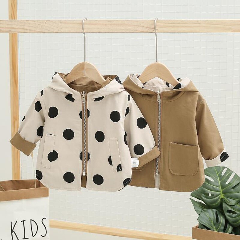 Children's coats hooded boys girls coats 2 side wear casual kids spring autumn jackets baby toddlers cotton coats 0-4 years