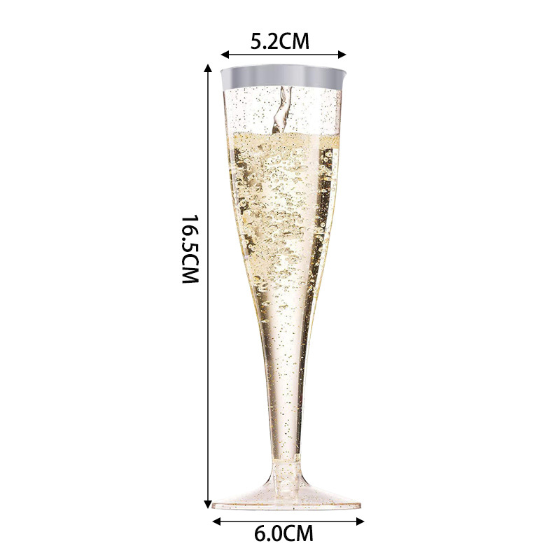 Clear Champagne Flutes Stemmed Party Wine Cups Crystal Wine Cocktail Cups Plastic Glitter Champagne Flutes Reusable: Red