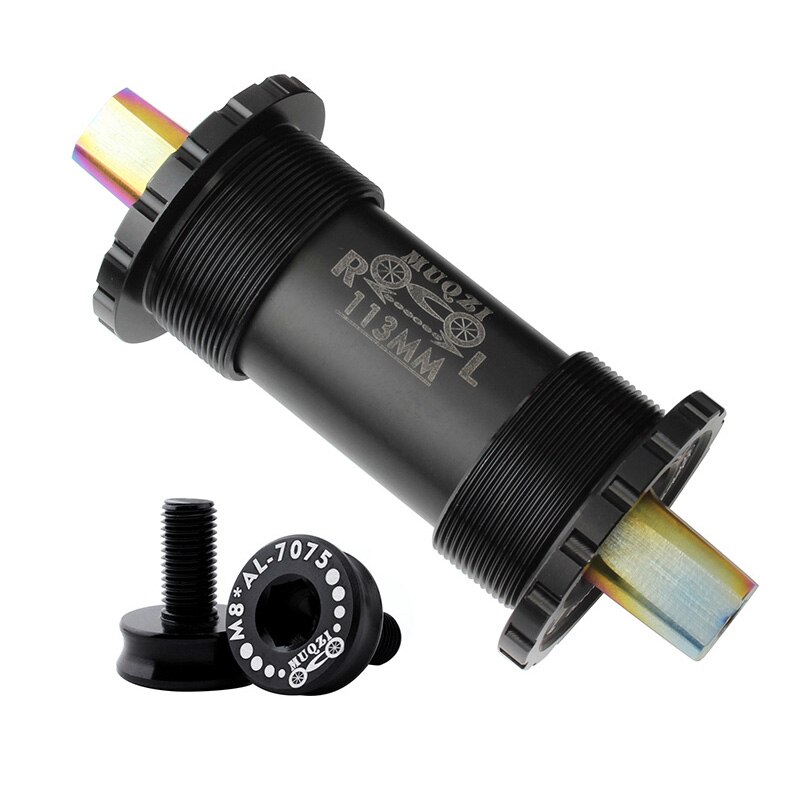 MUQZI Bike Bottom Bracket Set Square Bicycle Titanium Bottom Brackets for Folding Bike Fixed Gear MTB Road Bike 11.3cm: Black