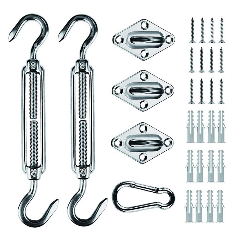 Shade Sail Hardware Kit 8 Inches Stainless Steel for Triple-cornered Heavy Duty Sun Sail Installation