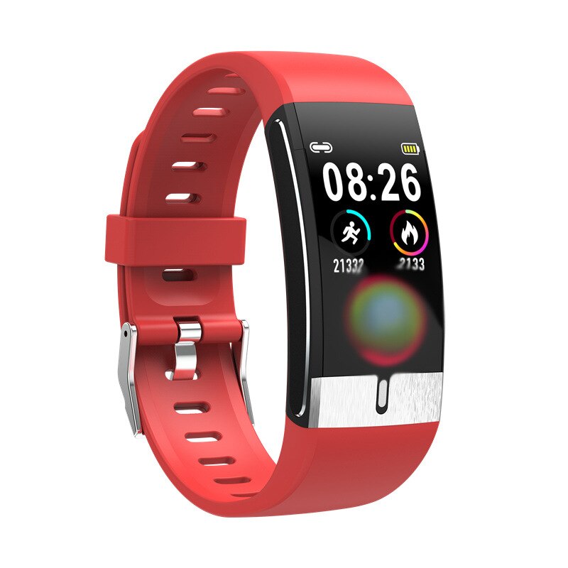 Smart Watch ECG Temperature Measurement Heart Rate Blood Pressure Oxygen Wristband Health Fitness Bracelet Smart Band: Red