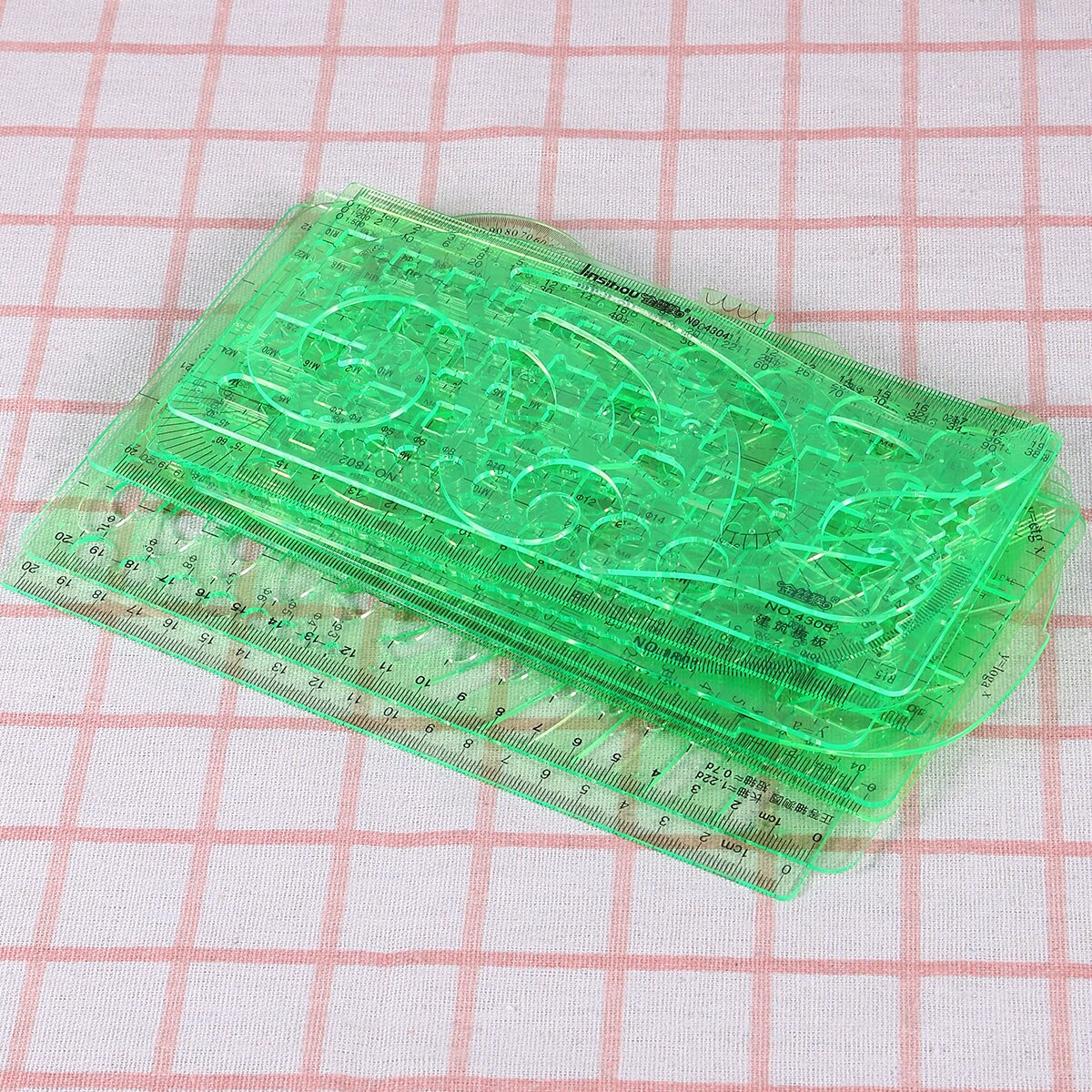 Gabarit de Plan de maison extensible Transparent | Vert, règles géométriques, modèles de dessins de coffrage de construction pour école de bureau
