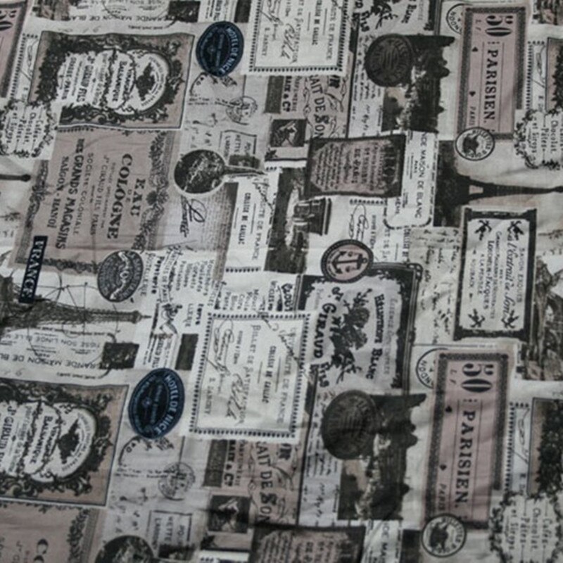 Tissu en coton imprimé de journal rétro demi-mètre, pour le matériel de Patchwork fait à la main 100% coton T1025