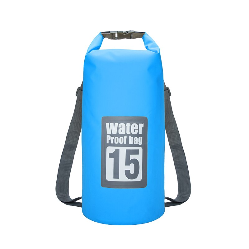 15l vandtæt vandafvisende tørpose sæk opbevaringspakke pose svømning kajak kano flod trekking fiskeri dobbelt stropper: 15l himmelblå