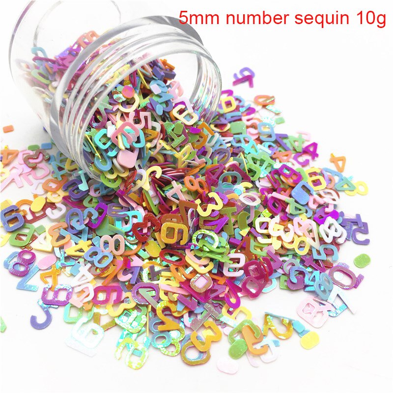 Perles en Imitation acrylique pour artisanat, mélange de 3/4/5mm, sans trou, perles d'art de fabrication de bijoux, matériel artisanal, 10g: 5mm number sequin10g