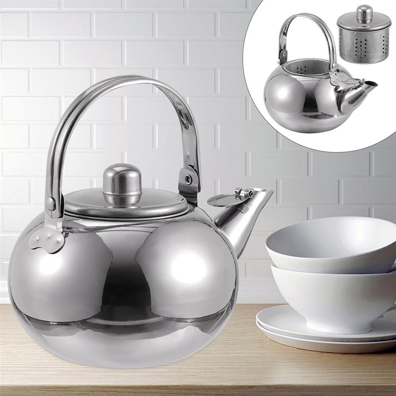 Stainless Steel Tea Kettle Teapot With Filter 1.6L Kitchen Camping Metal Infuser Teapot Coffee Pot Bottle Water Kettle Tea Pot