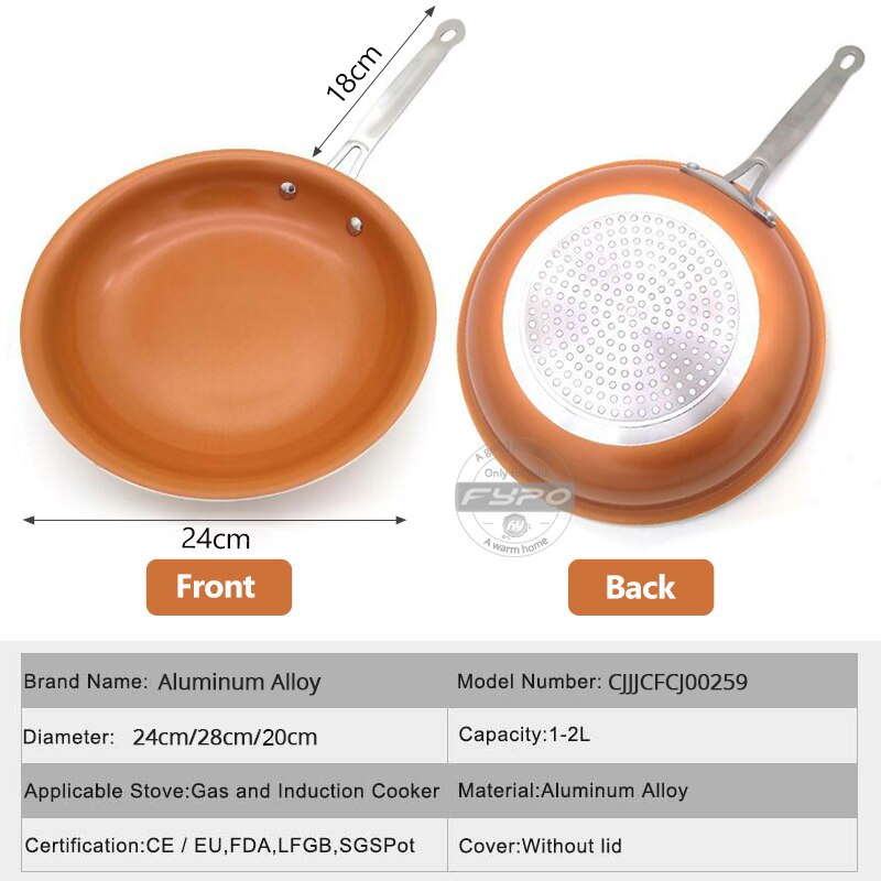 Non-stick Koperen Pannen Koekenpannen Met Coating Inductie Koken Oven Koken Pot Anti-aanbak Pan Kookgerei