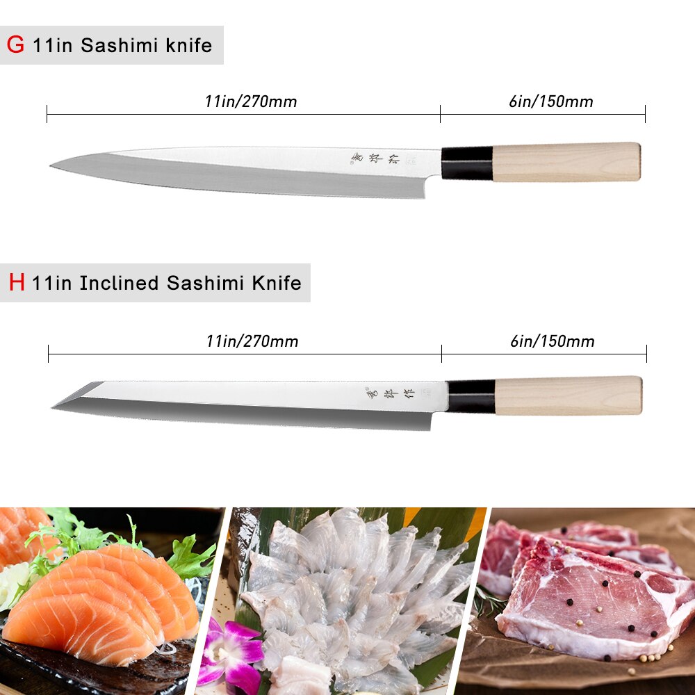 Japanese Sushi Knife High Carbon Steel Salmon Sashimi Chef Knife Multifunctional Slicing Kitchen Knives Cooking Tools нож: GH 2Pcs Set