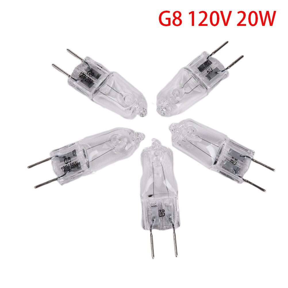 10 stk  g8 120v 20w halogen lys belysning lampe pære volt  g8 pin halogen pære