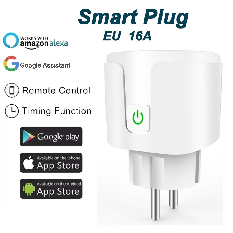WiFi Smart Plug EU Adaptor 16A Remote Voice Control Socket Outlet Timing Function Work With Alexa Google Home умная розетка