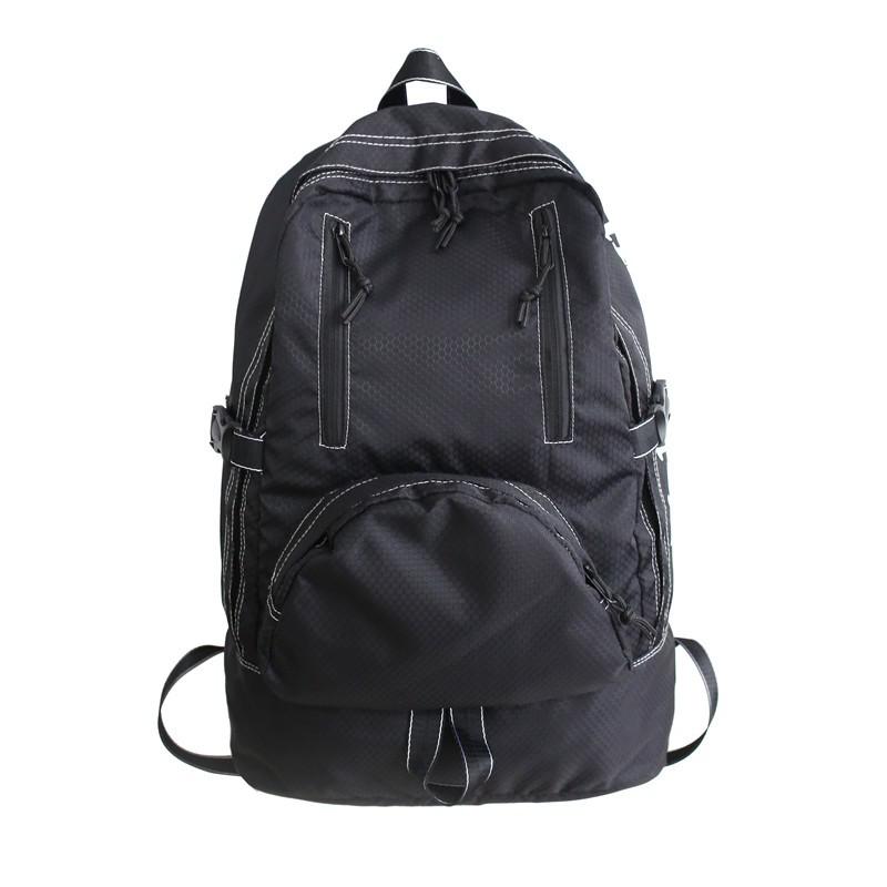 Harajuku Frauen Nylon Rucksack männer reisen Rucksack Kühlen Bookbag Schüler schule taschen für Teenager mädchen jungen: Schwarz