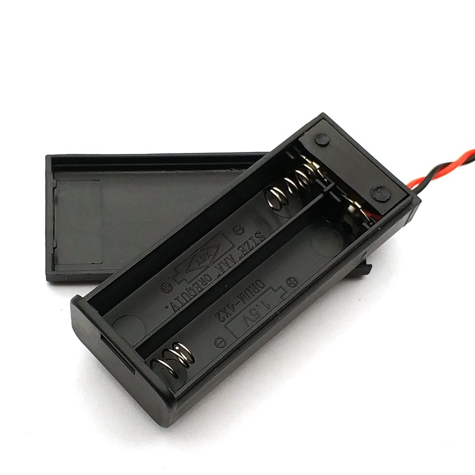 Hartplastik Lagerung Inhaber Fall Box Für 2 X AAA Batterie Mit Draht Schwarz