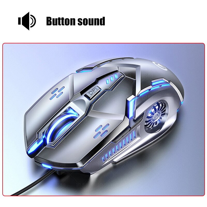 Gaming Mouse Colorful Silent Suitable For Laptop Gamers Mouse 6-button With DPI Optical Sensor RGB Optical Mechanical Mouse: Gray Voiced