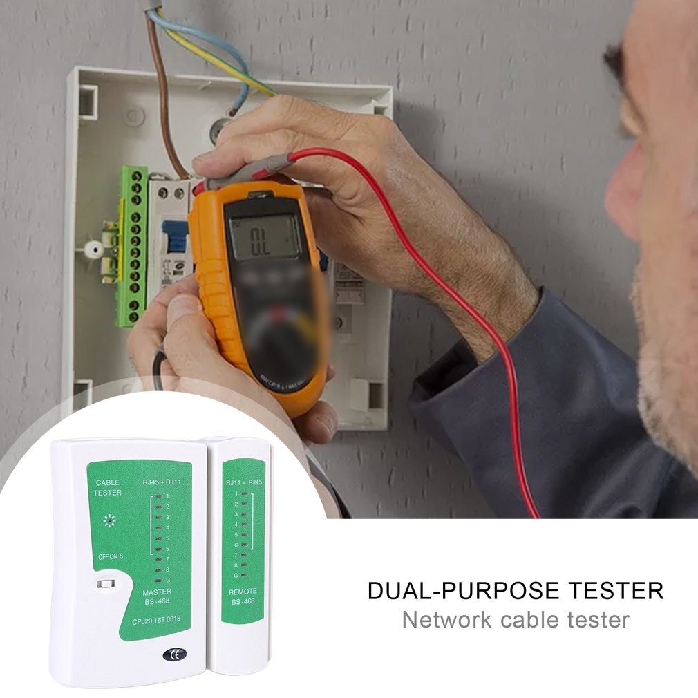 Network Cable Tester Test Cat5 Utp Ethernet Tool Cat5 6 Rj11 8P Portable Network Cable Tester Dual-purpose Tester