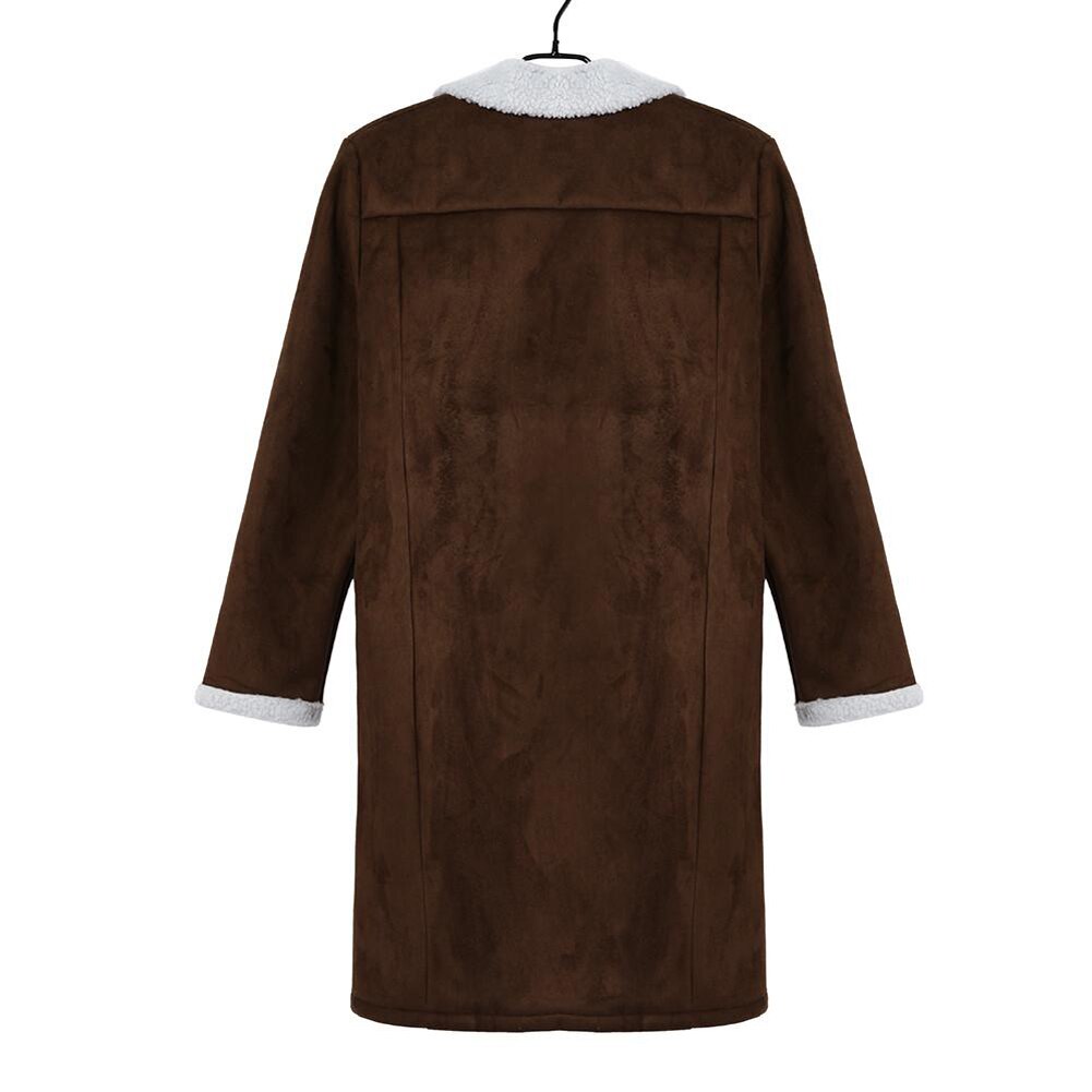 Trench-Coat en fausse fourrure pour homme, veste chaude et épaisse, pardessus Long, vêtements d'extérieur, à boutons, grande taille, hiver