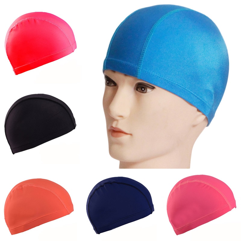 Baden Kappen elastisch wasserdicht Nylon Stoff schützen Ohren Kinder schwimmen Schwimmbad Hut kostenlos Größe Pro Männer & Frauen Erwachsene