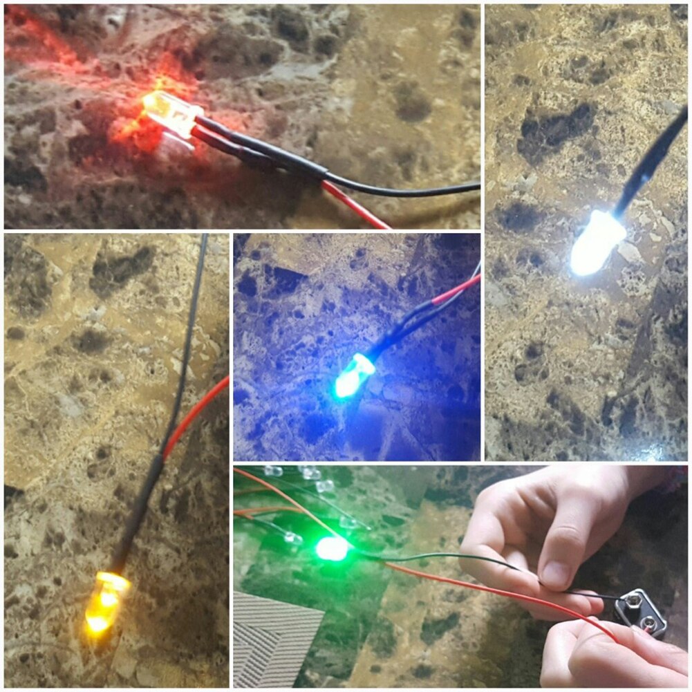 10Pcs 20cm 3mm/5mm LED Lamp Cable Bulb Pre-wired DC Emitting Diode Light Red/Green/Blue/RGB 5V 12V Voltage Lamp Cable