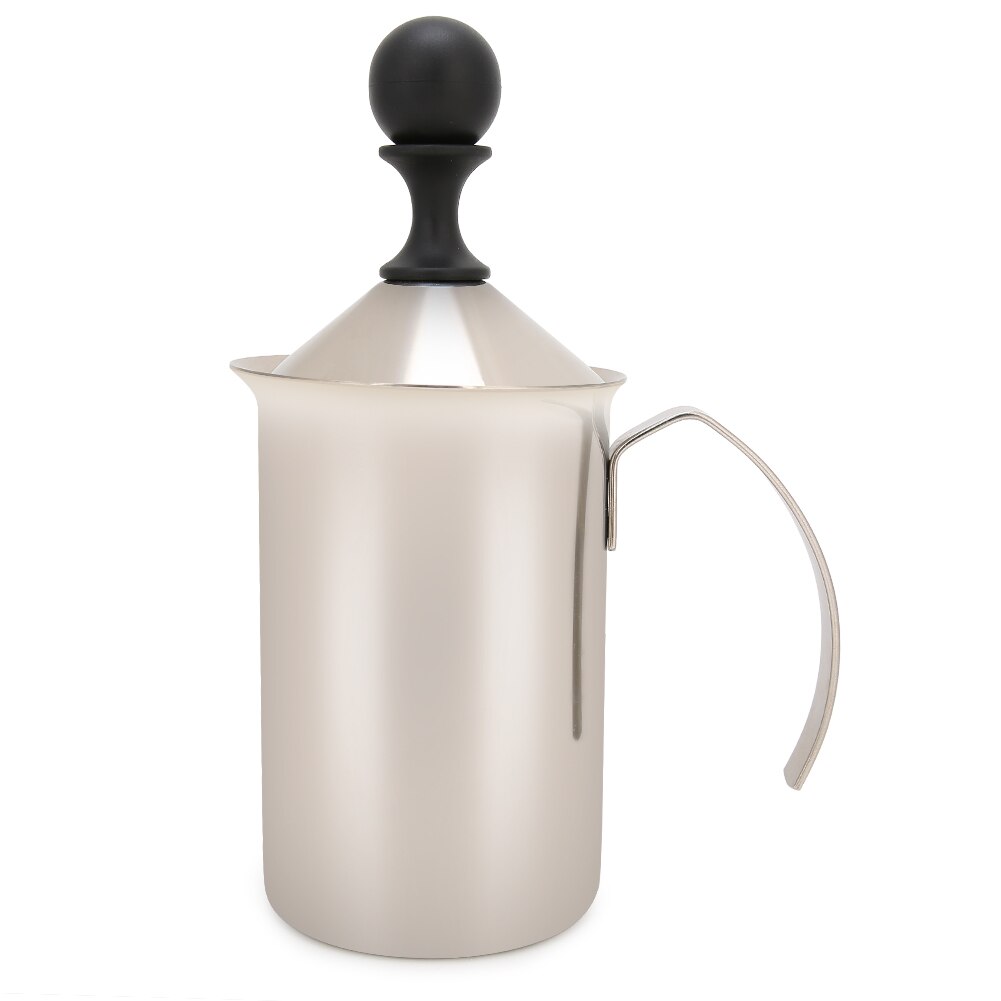 Milchaufschäumer 400ml Edelstahl Verdicken Milchaufschäumer Hand Pumpe Milch Schäumer mit Frühling für Küche Applicance Kochen: Ursprünglich Titel