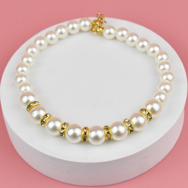 Collier de Perles Scintillantes pour Petits Chiens et Chats, Bijoux en Strass, Accessoires Perforés pour Vêtements de Fille, Chihuahua SARL: Or