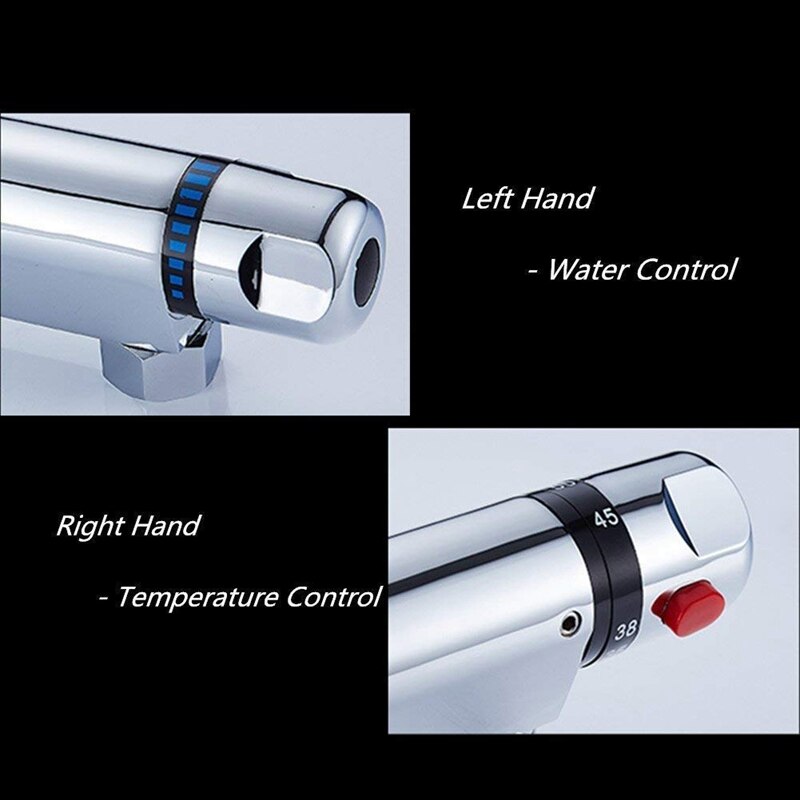 Thermostatic Shower Mixer Modern Thermostatic Bar Shower Mixer Valve Anti Scald Tap, Cold Water Mixer Constant Temperature C