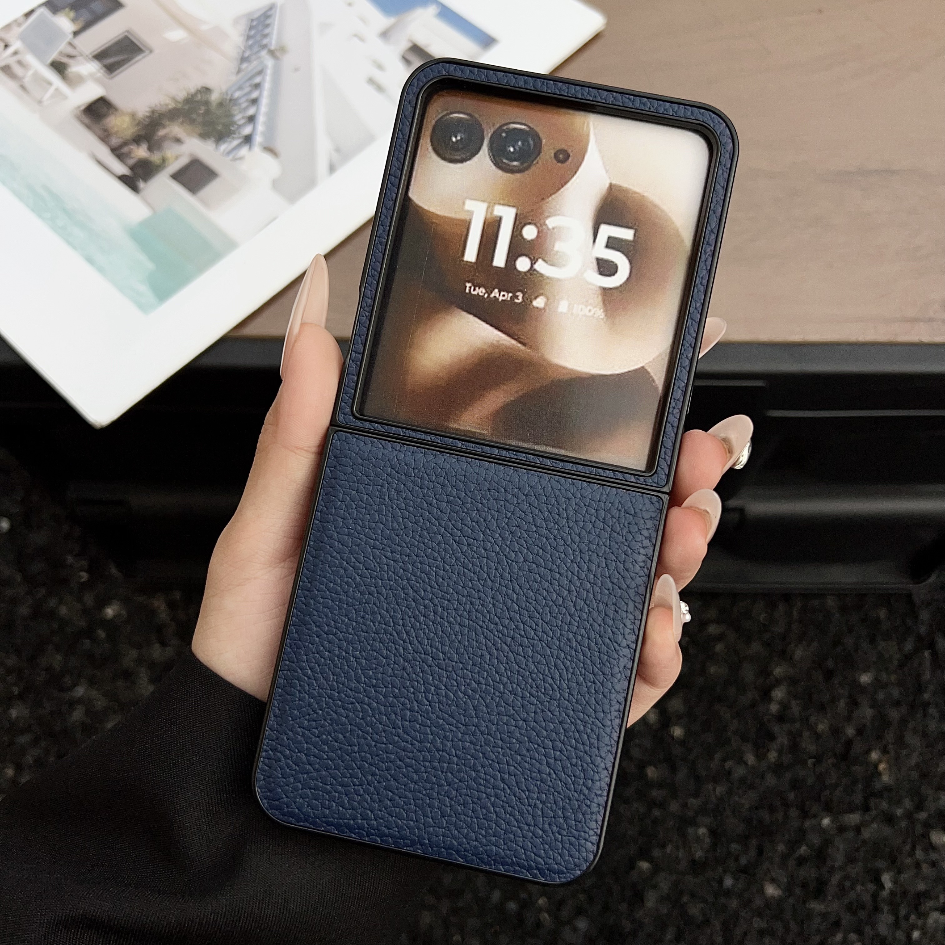 Premium PU Leather Case Hard Plastic Cover For Motorola Razr 50 60 Ultra Razr50 Plus: Clear / Motorola razr+ 2024