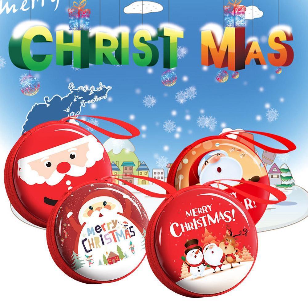 Nette Weihnachten Geldbörse Cartoon Kinder Mädchen Brieftasche Box Claus Münze Kopfhörer Tasche Weihnachten Organizer Santa Anhänger Kleine K3C4