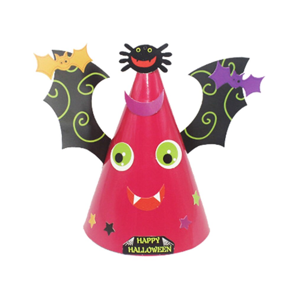 Kids Halloween Witch Bat Pumpkin-Vampire DIY Beanie Hat Paper Craft Party Decor Help exercise children's hands-on ability.DIYHat: Vampire