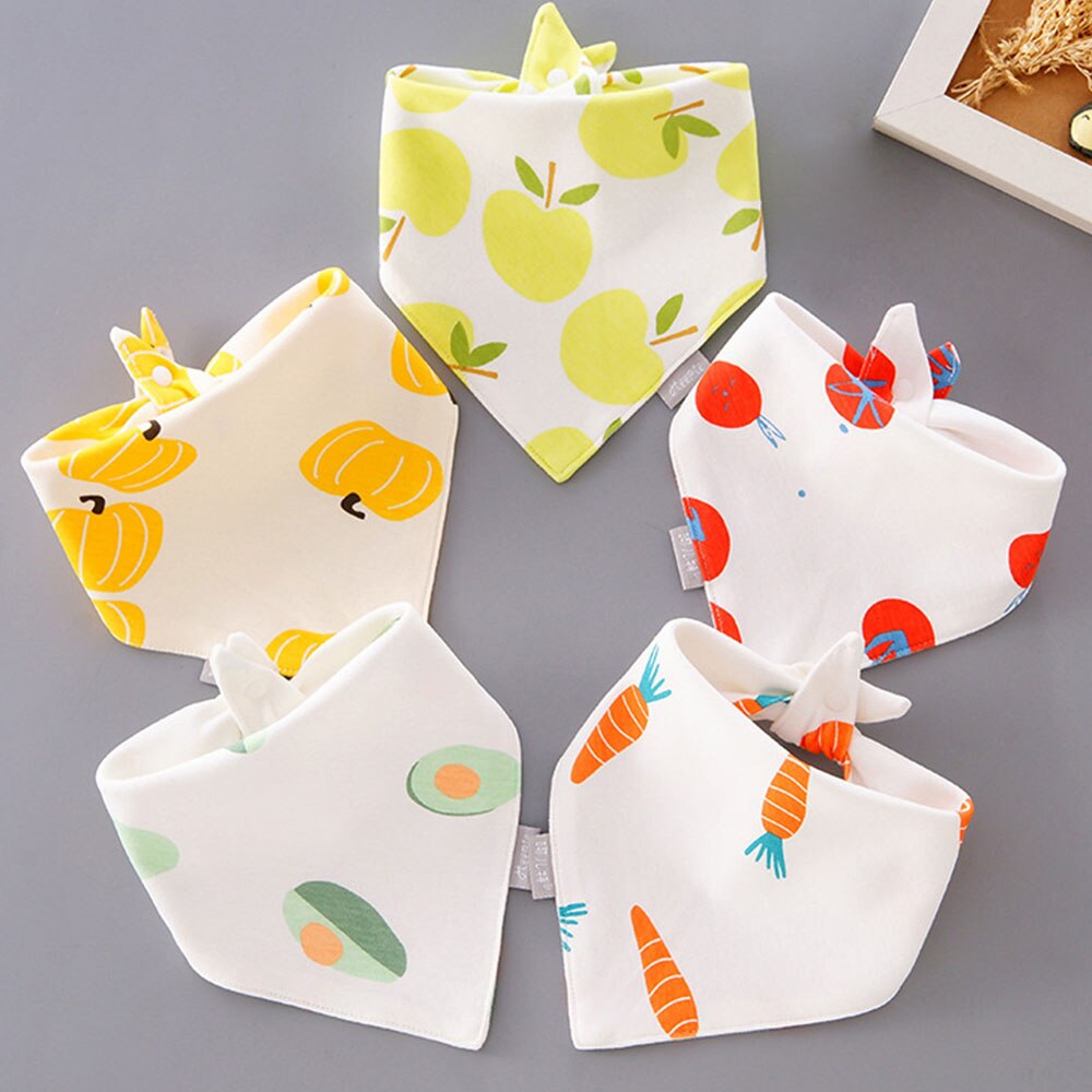 5 Stuks/partij Baby Slab Cartoon Driehoek Dubbele Gelaagde Baby Bandana Slabbetjes Baby Burp Doek Lunch Voeden Accessoires
