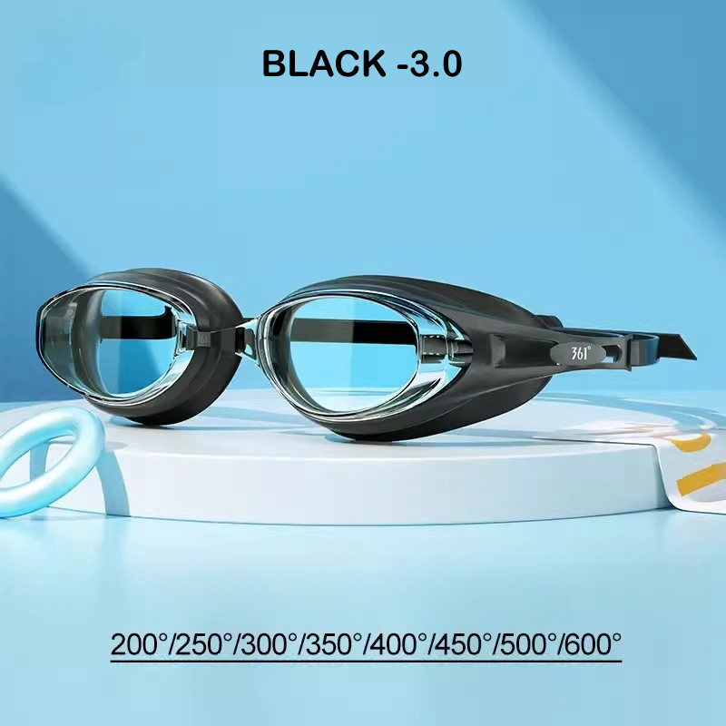 Gafas de natación profesionales para miopía, impermeables, antiniebla, HD, para hombres y mujeres, equipo de gafas para deportes acuáticos, dioptrías-2,0 ~-6,0: Gris oscuro
