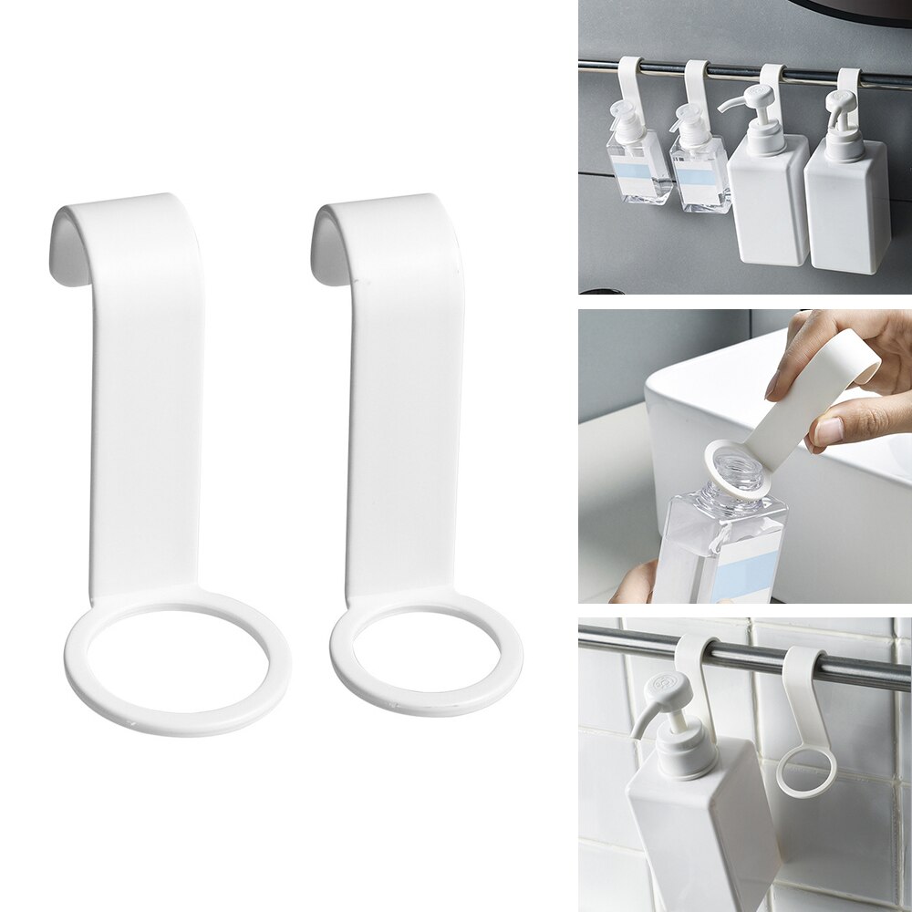 S Hook Rack Wall Mount Soap Shower Gel Dispenser Bottle Holder Hook Hanging Hanger Rack Bathroom Kitchen Organizer No Drill