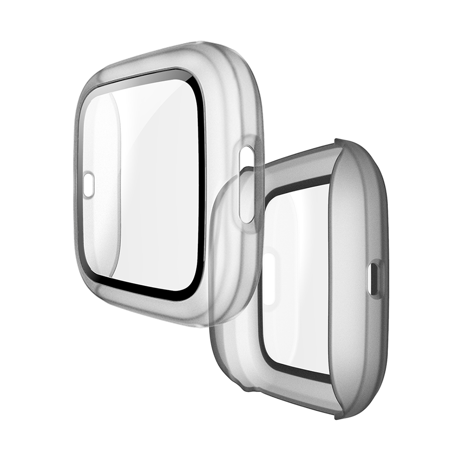 Funda protectora de pantalla para Fitbit Versa 2, ultradelgada suave cubierta completa, accesorios de marco de parachoques, película transparente HD antiburbujas para reloj inteligente: Matte transparent