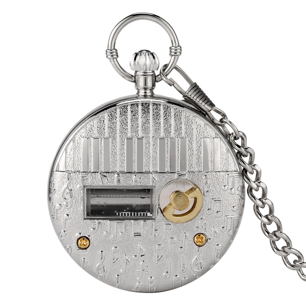 Twórczy korba ręczna odtwarzanie muzyki łabędź jezioro kieszonkowy zegarek kwarcowy srebrny futerał rzymski świecący zielony niebieska tarcza ruch muzyczny prezent