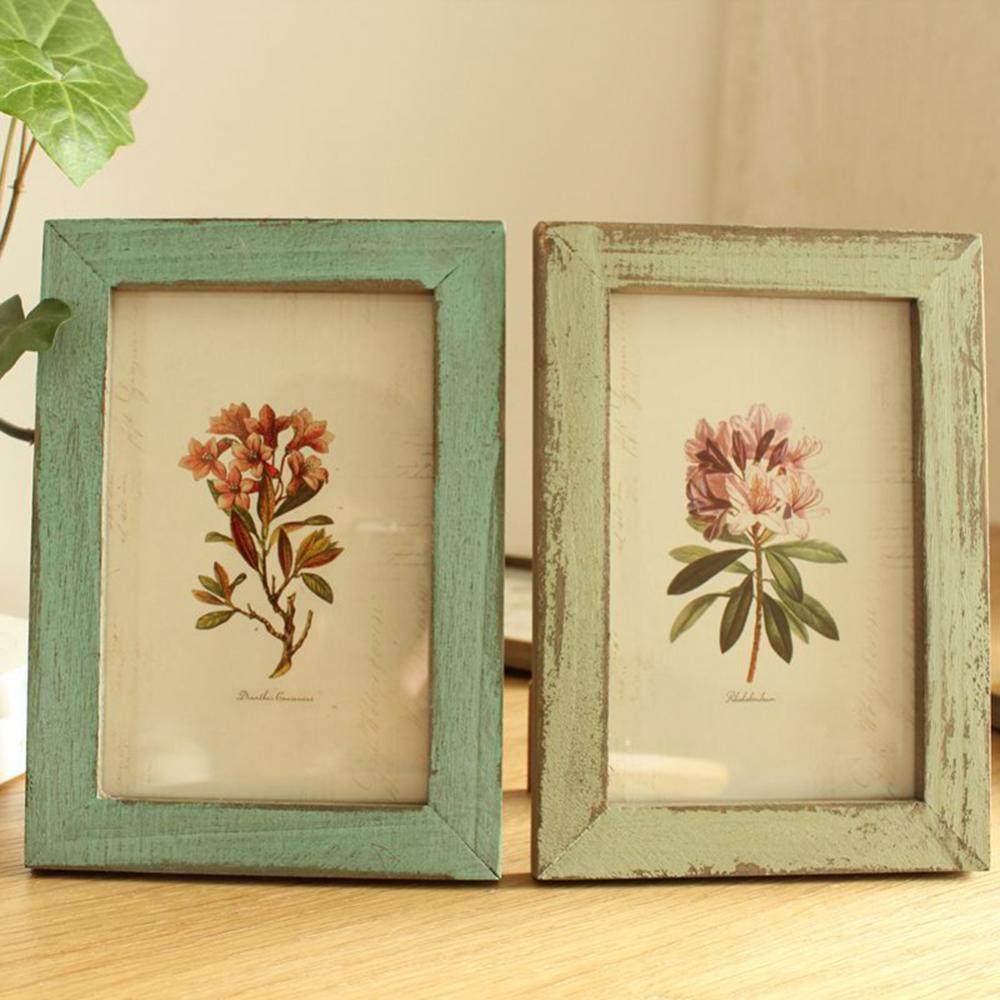 Træ vintage fotoramme 5 tommer træ billedholder stativ hjem soveværelse skrivebordsindretning