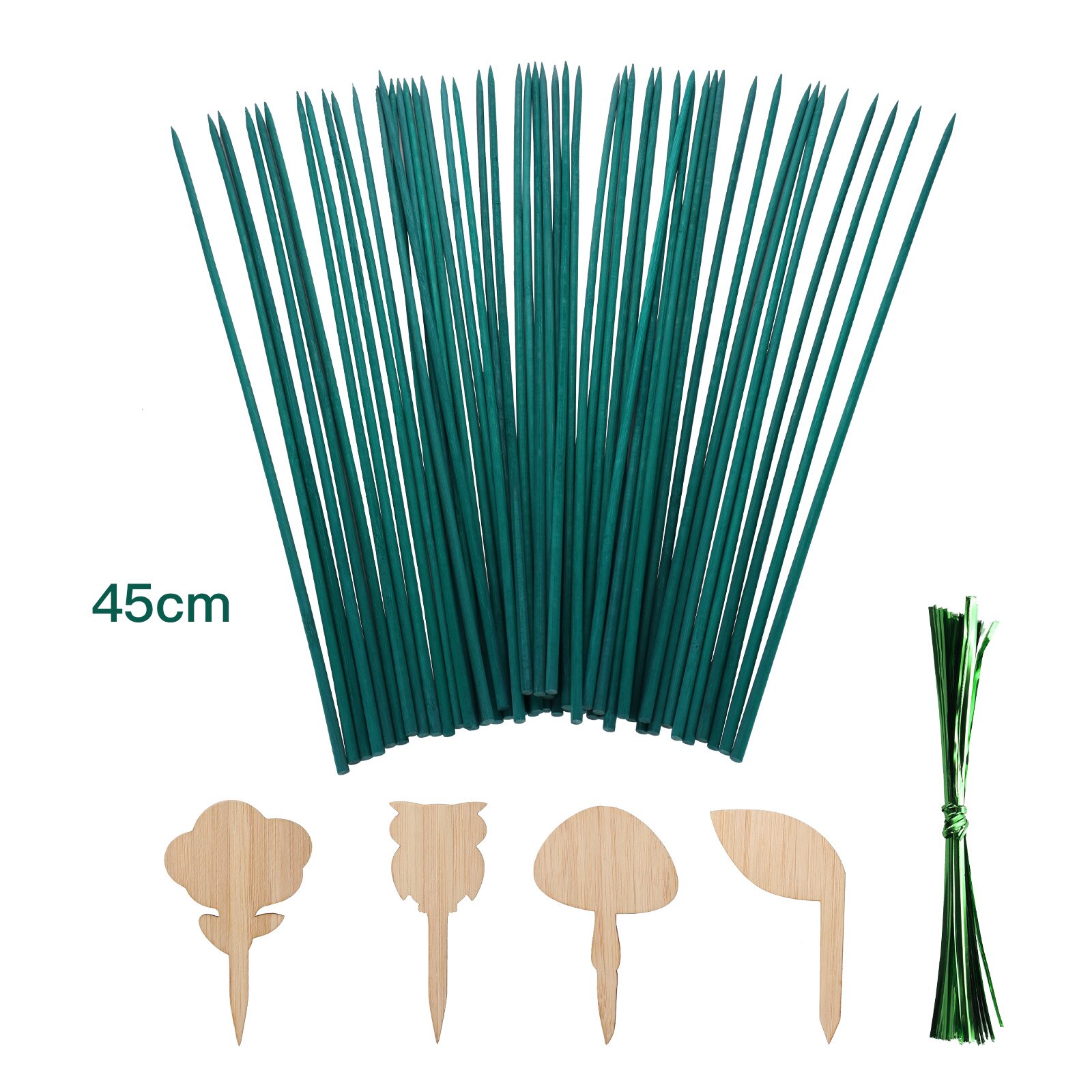 Sign Posting Garden Sticks Wood Plant Stakes Metallic Tie Green Wooden Portable 50 Per Bundle Floral Picks: Green 45cm