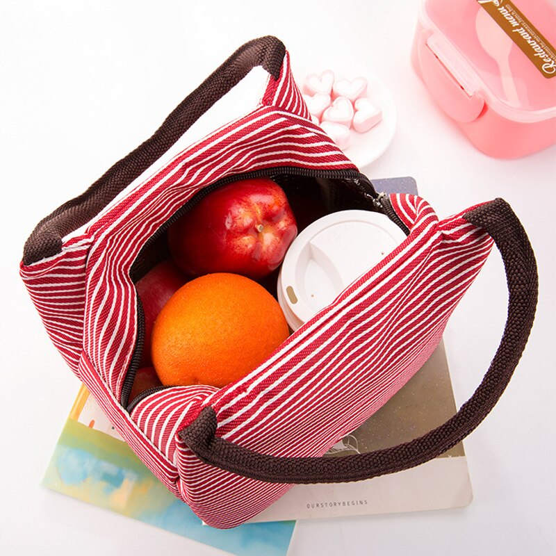 Thickening aluminum foil Stripe Oxford lunch bags keep lunch box warm for women waterproof Lunch bag student Bento bag MMB-007