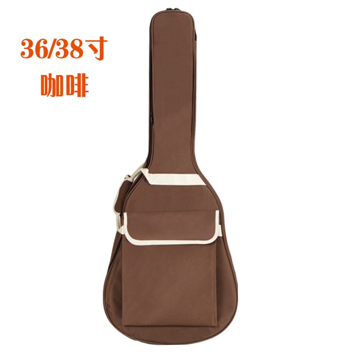 36/38/40/41 tommer oxford stof elektrisk guitar taske farverig kant gig taske dobbelt stropper pad: Kaffe 36-38