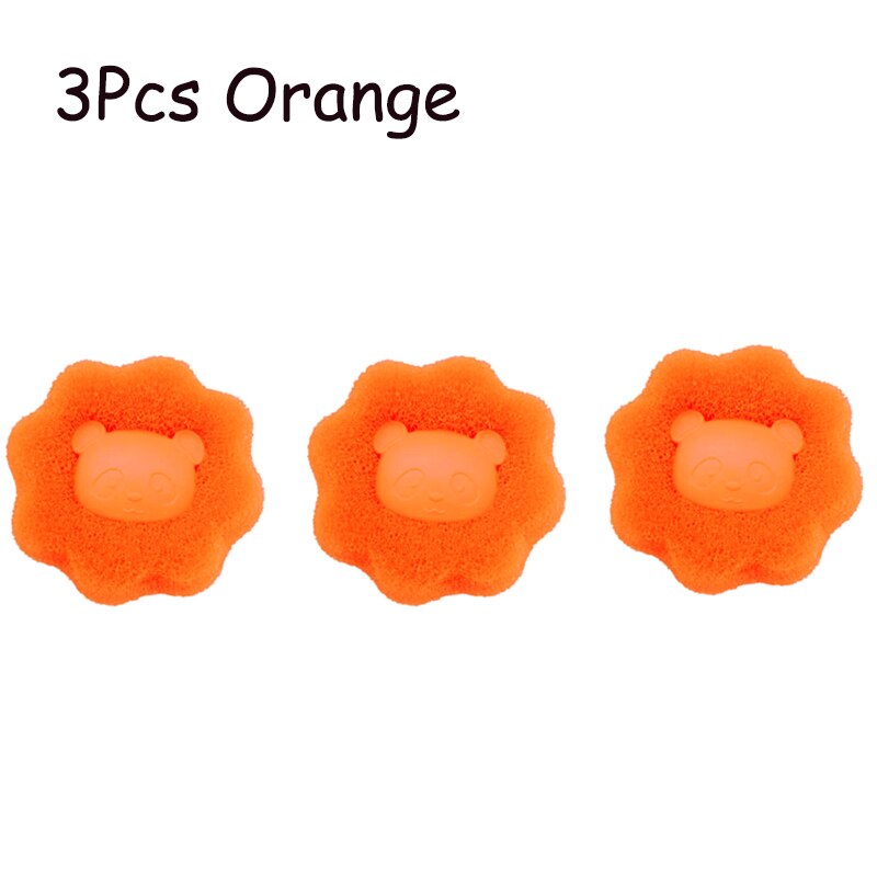 Boule à lessive magique Panda mignon, Machine à laver, nettoyage, séchage des vêtements, boule éponge réutilisable, résistant à l&#39;usure, élimination des nœuds: 3pcs Orange