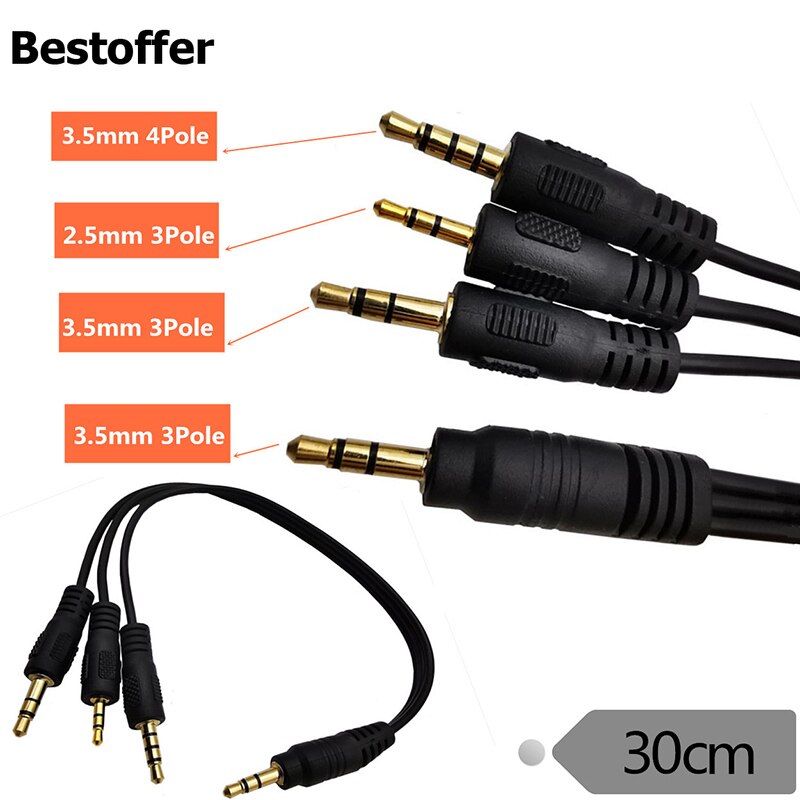Cavo Audio 3m – Jack 6.35/3.5mm Maschio A 2.5mm Maschio, Per Bose OE2/OE2i, In OFC