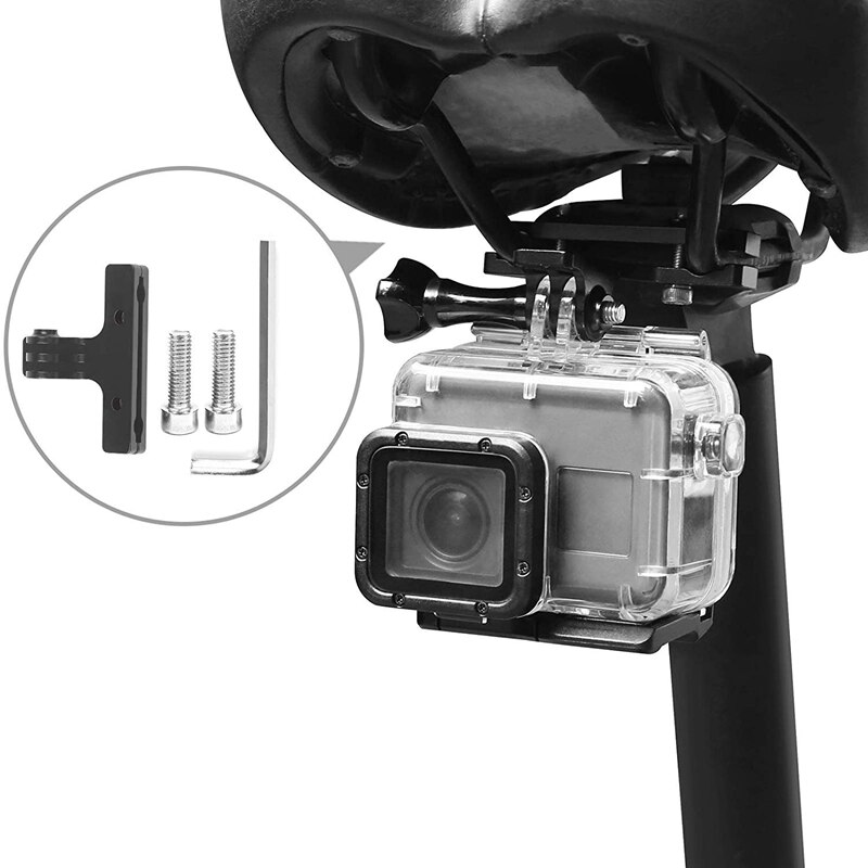 Montura de aleación de aluminio para bicicleta, Base de montaje en Riel, soporte para cámara fotográfica deportiva, soporte para bicicleta, asiento trasero, soporte de Video para GoPro He