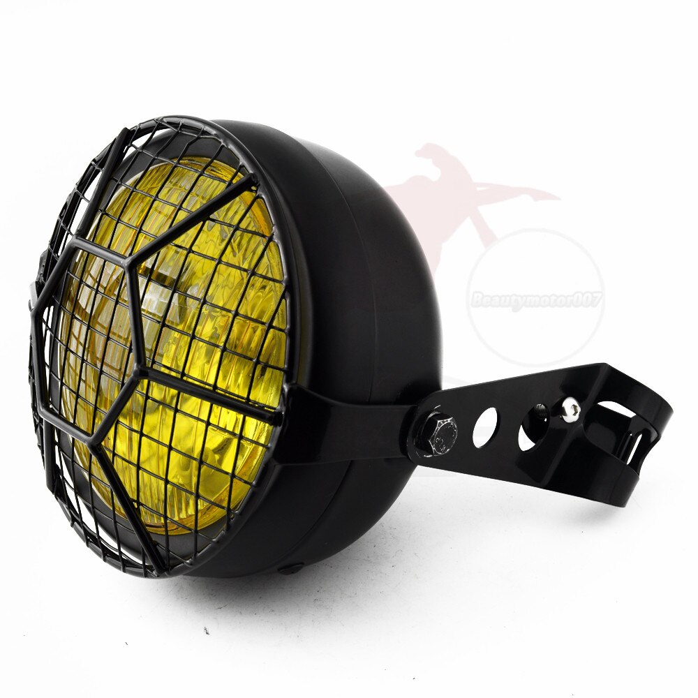 6.5 Inch Retro Motorcycle Headlight Grill Side Mount Cover with Bracket Motorcycle Side Mount Headlight Cover 35-43mm: Hexagon Square Set W