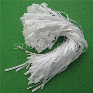 Etiqueta colgante para ropa, sello de cinta, cuerda de sujeción en bucle, clip de hebilla a presión, etiqueta de precio, swing, boda, hangtag, lazo de hilo: white