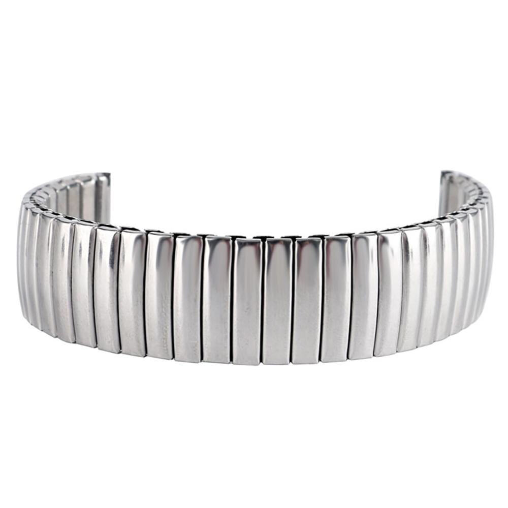 Yisuya 18mm urbånd metal udskiftning sølv armbånd fleksibelt rustfrit stål urrem udvidelse herre kvinders stilfulde