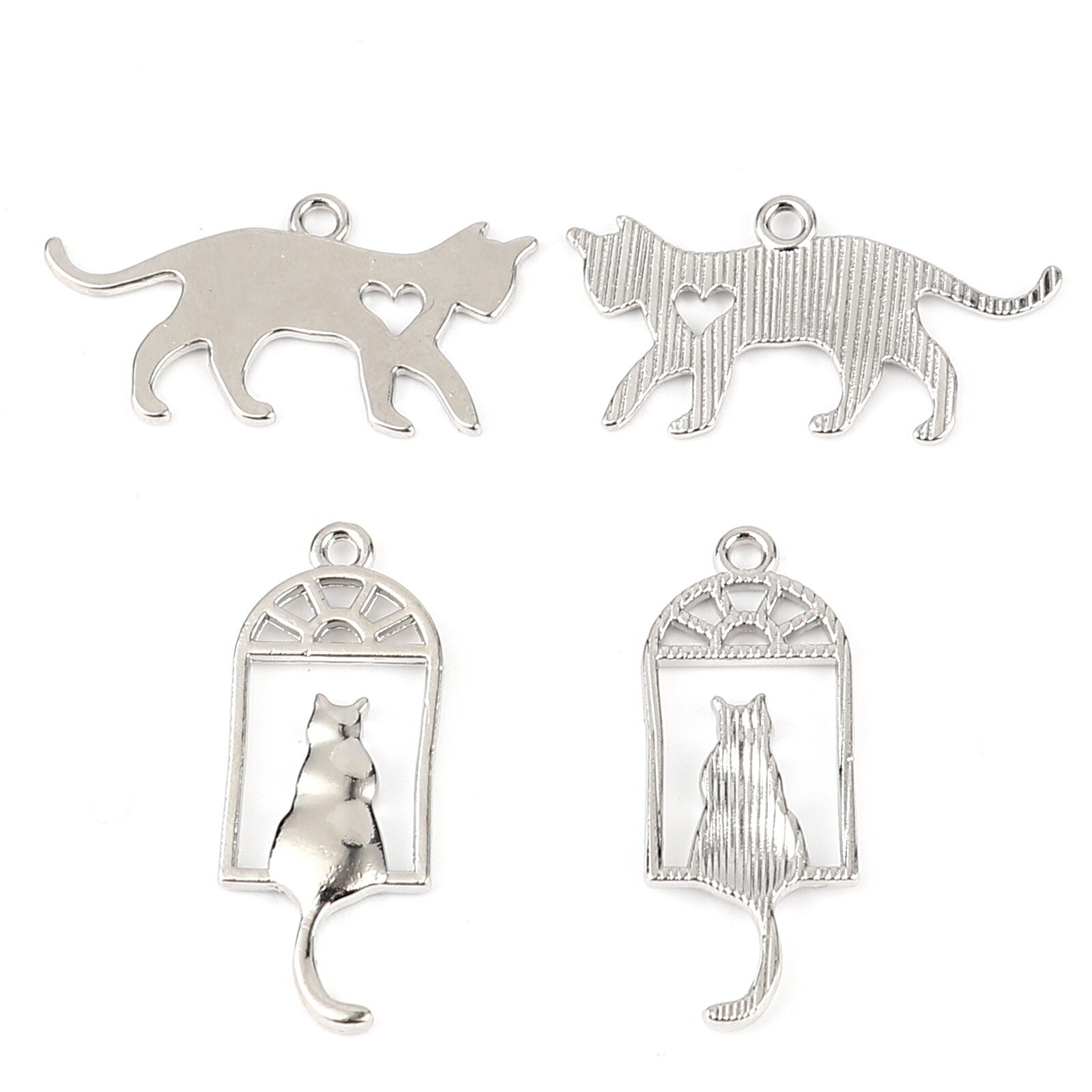 50PCs ciondolo in lega di zinco a base di gatto per gioielli collana che fanno orecchini Color oro Cat Animal Series bracciale fai da te