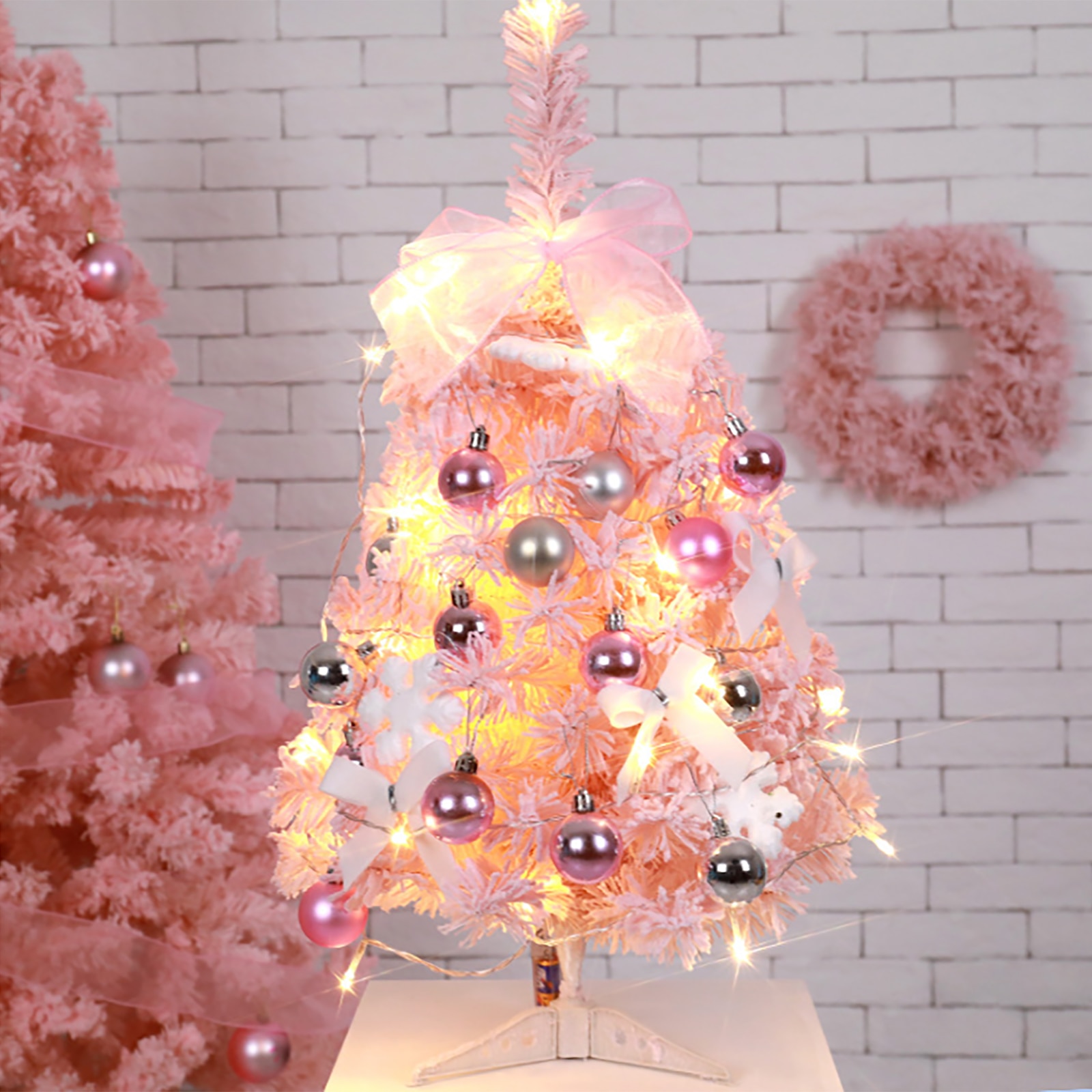 60Cm Roze Kerstboom Voor Home Decoraties Kinderen Meisjes Roze Mooie Leuke Xmas Ceder Voor Kerst jaar Party