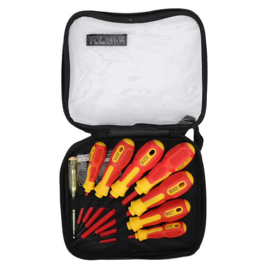 9pcs/set 1000V Insulated Screwdriver Set High Hardness Hand Tools for Electrical Maintenance Work Ratchet Screwdriver